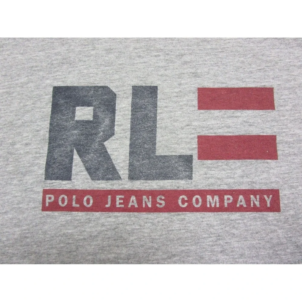 Vintage 90s Polo Jeans Company Ralph Lauren Logo T Shirt Adult (XL) Gray Men's